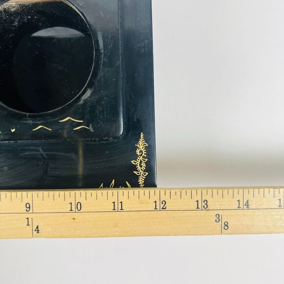 Vintage Aizu Japanese Lacquered Smoking Set With Lighter & Ashtray - Picture 9 of 9